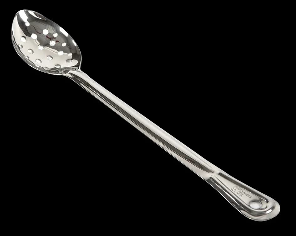 Cuchara para cocinar acero inox 13" perforada, cuchara cocinar, se vende en caja de 12