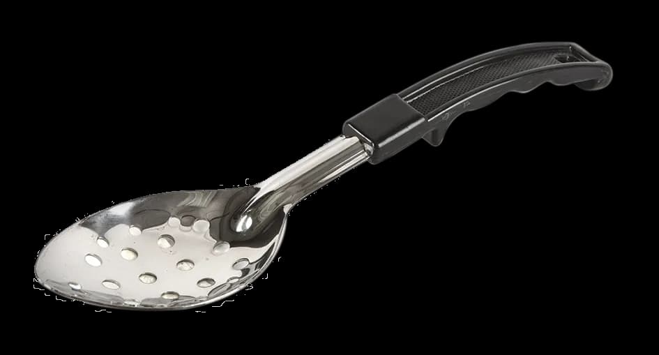 Cuchara para cocinar acero inox mango plástico 13" perforad, cuchara cocinar, se vende en caja de 12