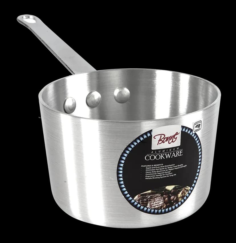 Cazo conico aluminio 1.5L, cazos aluminio, se vende en caja de 6