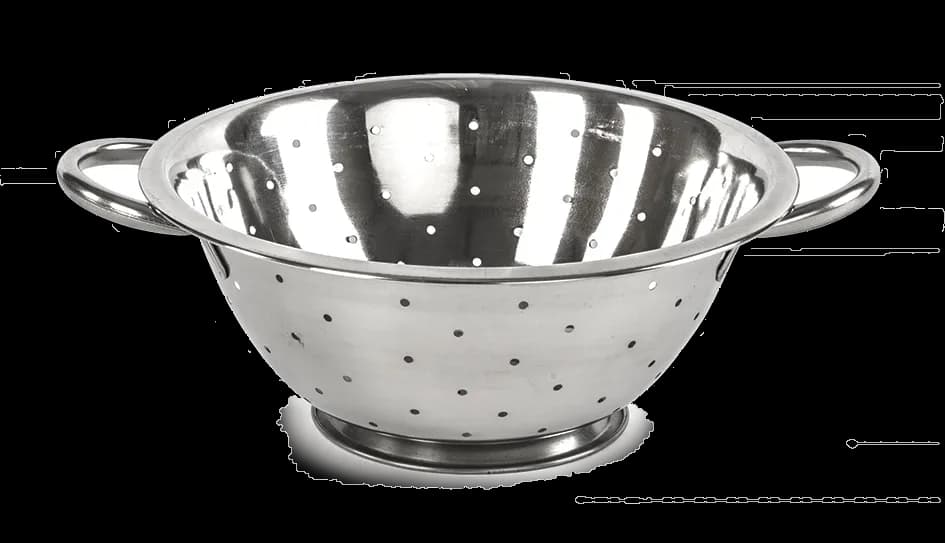 Colador con base acero inox 5 QT, colador, se vende en caja de 12