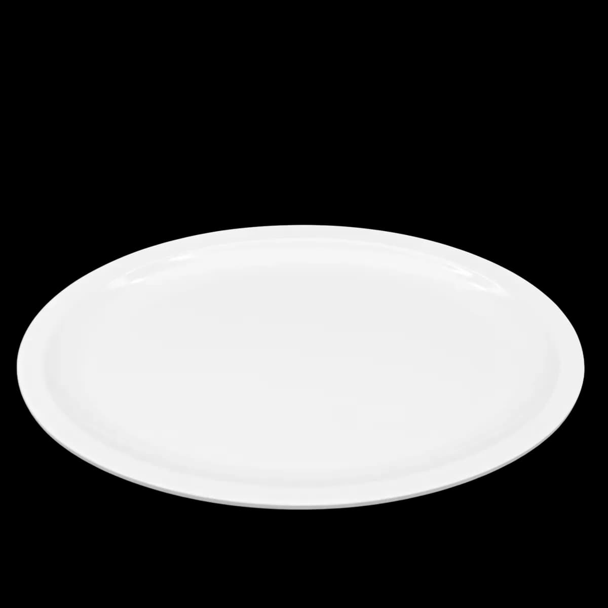Platon de melamina oval de 33.9 cms, color blanco, melamina economica, se vende en caja de 48
