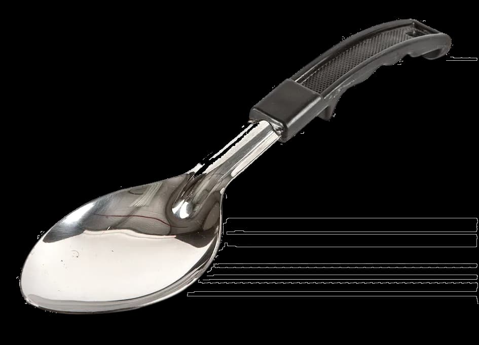 Cuchara para cocinar acero inox mango plástico 15" lisa, cuchara cocinar, se vende en caja de 12