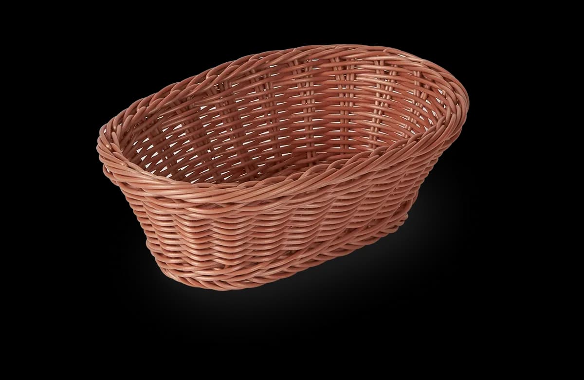 Cesta tejida oval larga,cafe (9.2 " X 4.9" X 3.2"), cestas, se vende en caja de 6