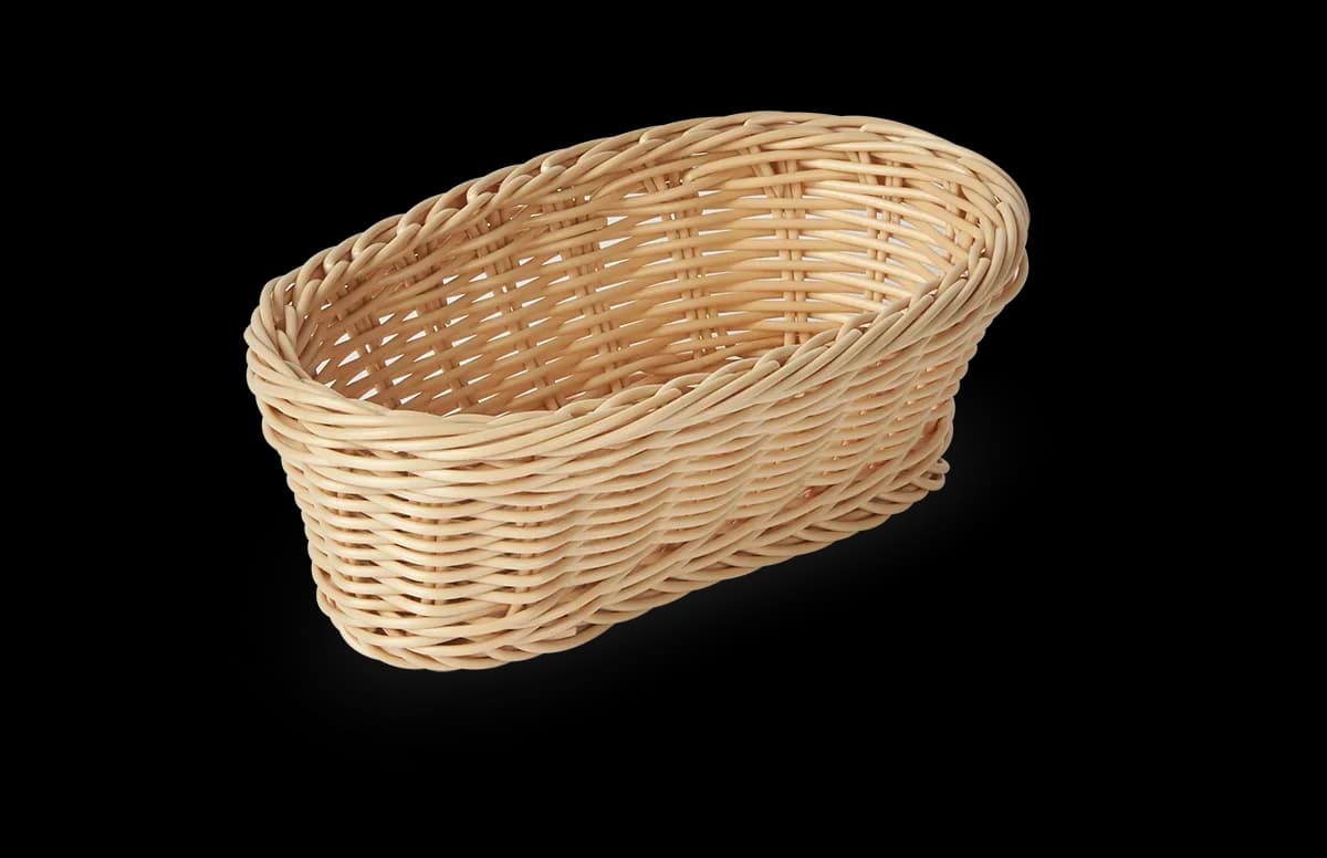Cesta tejida ovalada,beige (9.5"X 6.9" X 3.5"), cestas, se vende en caja de 6