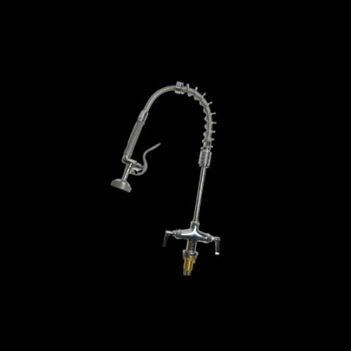 Mini llave de prelavado a piso con add on y cuello, mezladora, con cartuchos de ceramica, spray standard, tubo, resorte y bracket de pared, nsf, griferia, se ve