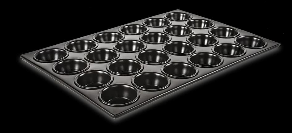 Charola muffin aluminio teflon 24, charolas al, se vende en caja de 12